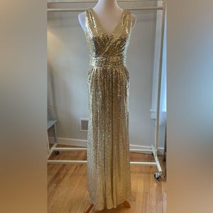 Kate Kasin Gold Sequin Dress NWT